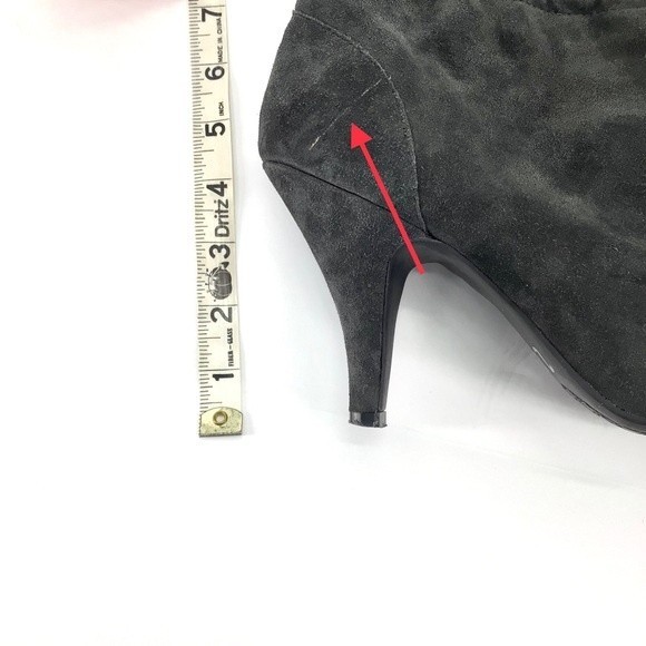 Nine West Grey Leather Upper High Heel Slouch Pull On Ankle Boots Size 9M - Picture 4 of 11